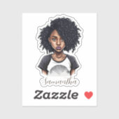 Sticker Femme afro chic et classique (Feuille)