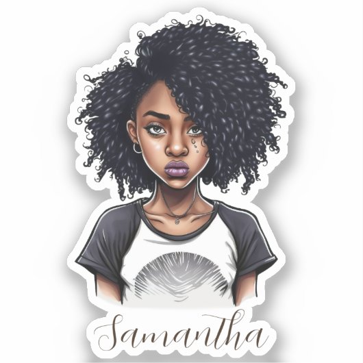 Sticker Femme afro chic et classique (Recto)