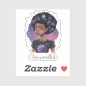 Sticker Femme Afro Élégante (Feuille)