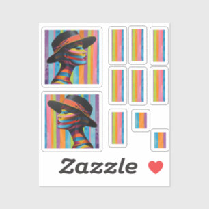 Sticker Femme au chapeau coloré 7 silhouette saisissante