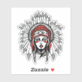 Sticker Femme avec le chapeau (Feuille)