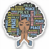 Sticker Femme chrétienne noire priant femmes melanine prie (Recto)