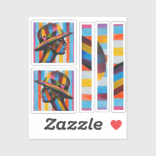 Sticker Femme en Casquette coloré silhouette saisissante