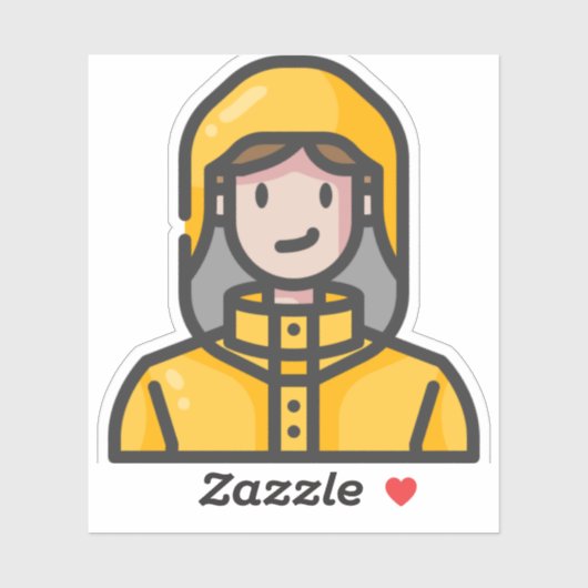 Sticker femme en imperméable (Feuille)
