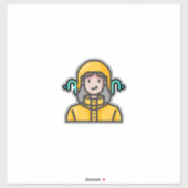 Sticker femme en imperméable (Feuille)