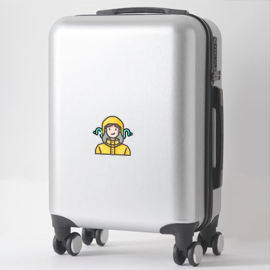 Sticker femme en imperméable (Sur valise)