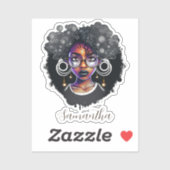 Sticker Femme Goth Afro (Feuille)