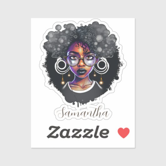 Sticker Femme Goth Afro (Feuille)