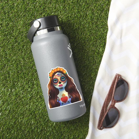Sticker Femme mystérieuse au crâne de sucre (HydroFlask Insitu)