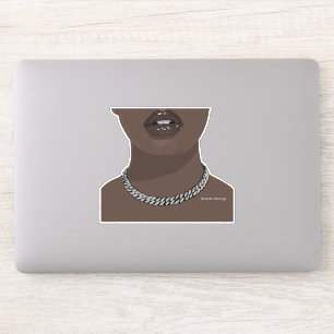 Sticker Femme noire Esthétique avec argent (bijoux) Grillz