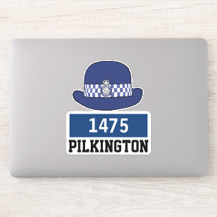 Sticker Femme Policier britannique Casquette avec nom et n