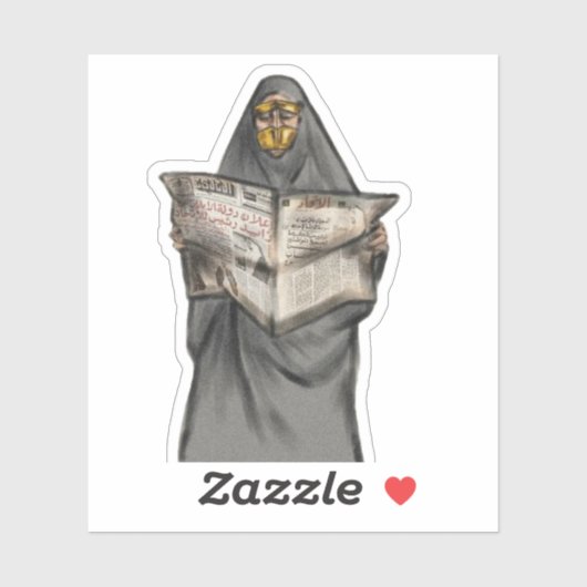 Sticker femme saoudienne lisant l'autocollant de presse (Feuille)