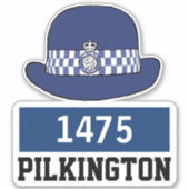 Sticker Femme UK Police Constable Casquette avec nom et nu (Devant)