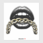 Sticker femmes lèvres bouche avec illustration de chaîne d (Feuille)
