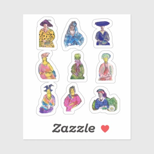 Sticker Femmes peintes (Feuille)