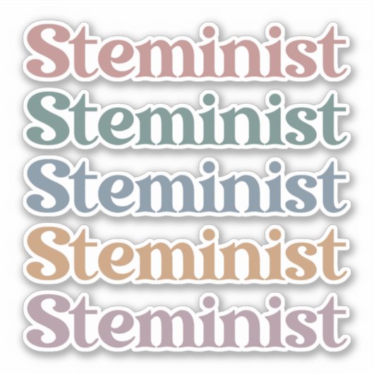 Sticker Femmes Stéménistes Rétro Dans STEM (Devant)