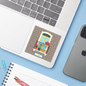 Sticker Fenêtre de la maison de Lisbonne avec plantes et c (Ordinateur portable avec iPhone)