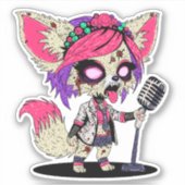 Sticker Fennec Fox 80s Pop Star Zombie (Devant)