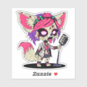 Sticker Fennec Fox 80s Pop Star Zombie (Feuille)