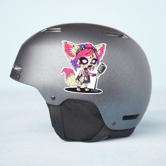 Sticker Fennec Fox 80s Pop Star Zombie (Côté casque)