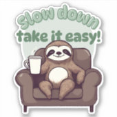 Sticker Fente mignonne lente avec café imperméable (Devant)