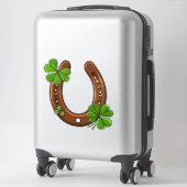 Sticker Fer à Cheval Chanceux Avec Trèfles Verts (Sur valise)