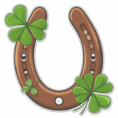 Sticker Fer à Cheval Chanceux Avec Trèfles Verts (Devant)