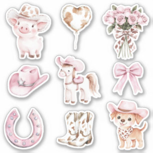 Sticker Fer à cheval de cheval en bijoux roses
