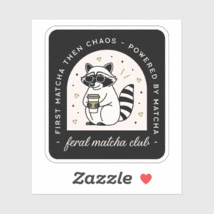 Sticker Feral matcha club drôle raccoon amoureux sarcastiq