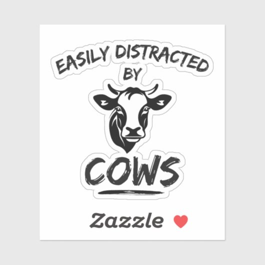 Sticker Ferme À Vaches : Facilement Distraite Par Les Vach (Feuille)