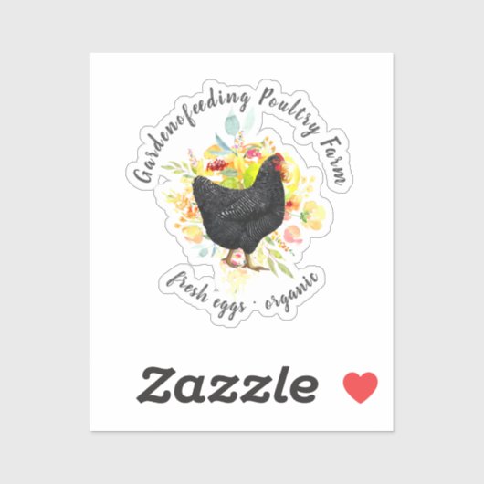 Sticker Ferme de poulet noir floral jaune (Feuille)