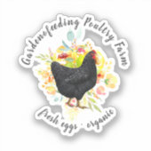 Sticker Ferme de poulet noir floral jaune (Recto)
