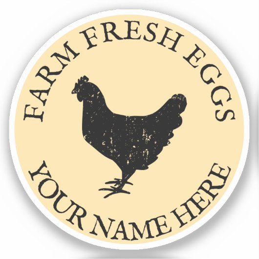 Sticker Ferme oeufs frais silhouette de poulet vinyle pers (Recto)