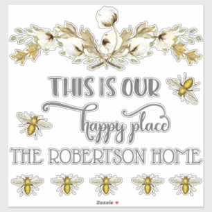 Sticker Ferme Pays Bee w Coton Notre endroit heureux