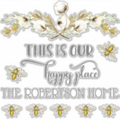 Sticker Ferme Pays Bee w Coton Notre endroit heureux (Devant)