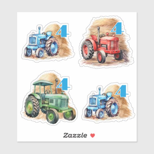 Sticker Ferme Tracteurs Anniversaire Fête Favoriser (Feuille)
