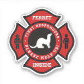 Sticker Ferret à l'intérieur de la maison Alerte pour anim (Devant)