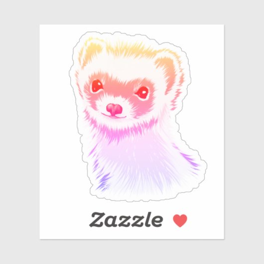Sticker Ferret Sassy Aux Couleurs Arc-En-Ciel (Feuille)