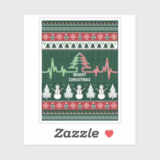 Sticker Festif Amusement & Coeur Bit Pine Tree (Feuille)