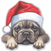 Sticker Festif Noël Français Bulldog Kiss Cut (Devant)