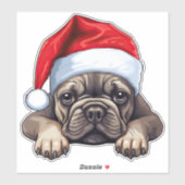 Sticker Festif Noël Français Bulldog Kiss Cut (Feuille)