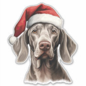 Sticker Festif Noël Weimaraner Kiss Cut (Devant)