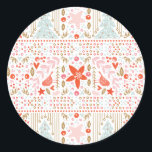 Sticker Festin Christmas Pretty Holiday<br><div class="desc">sticker Festive Christmas Pretty Holiday. Rouge,  blanc,  rose menthe et couleurs pastel,  lumineux et heureux. oiseaux de noël,  coeurs,  baies,  étoiles.</div>