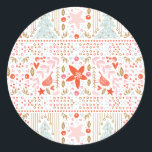 Sticker Festin Christmas Pretty Holiday<br><div class="desc">sticker Festive Christmas Pretty Holiday. Rouge,  blanc,  rose menthe et couleurs pastel,  lumineux et heureux. oiseaux de noël,  coeurs,  baies,  étoiles.</div>
