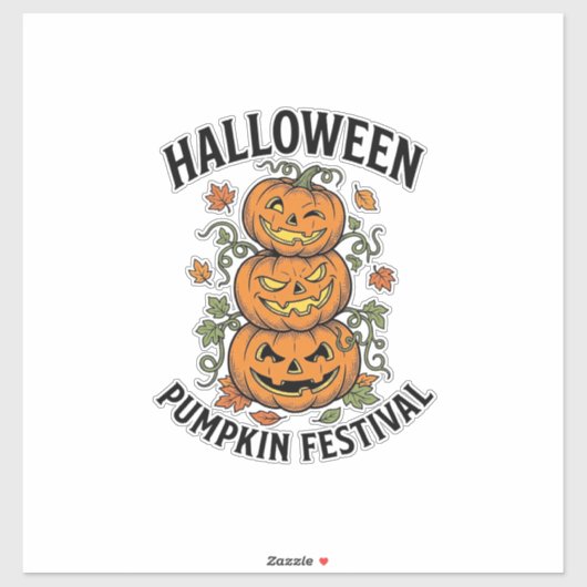 Sticker Festival de citrouilles d'Halloween Jack O Lantern (Feuille)