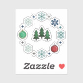 Sticker Festive Christmas Trees & Snowflakes (Feuille)