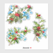Sticker Festive colorée Holly et Oubliez-moi non (Feuille)