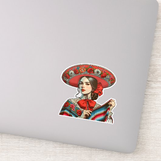 Sticker Festive Fiesta Mujer Mariachi (Détail)