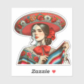 Sticker Festive Fiesta Mujer Mariachi (Feuille)