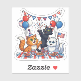 Sticker Festive Paw-ty - Patriotic Cat Party